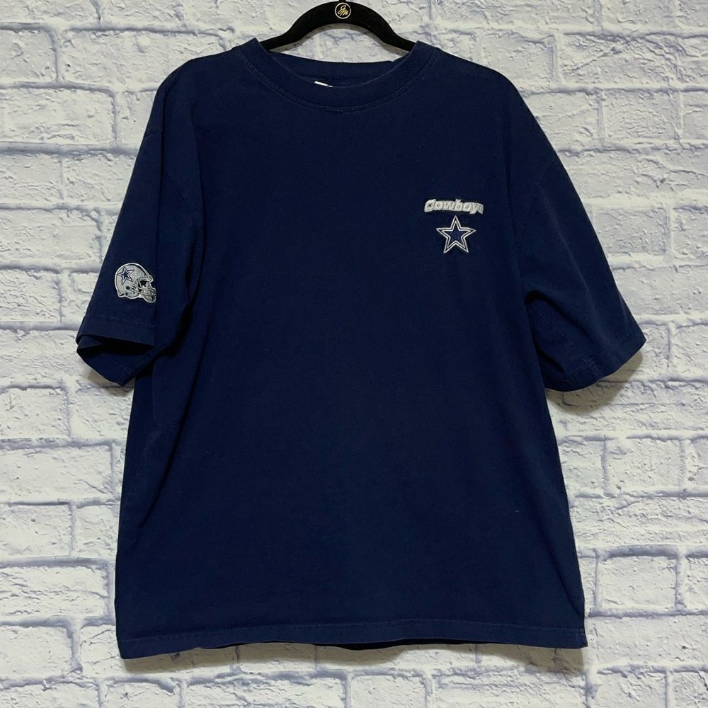 Dallas Cowboys Authentic Apparel Short Sleeve Embroidered Shirt Helmet Sleeve L